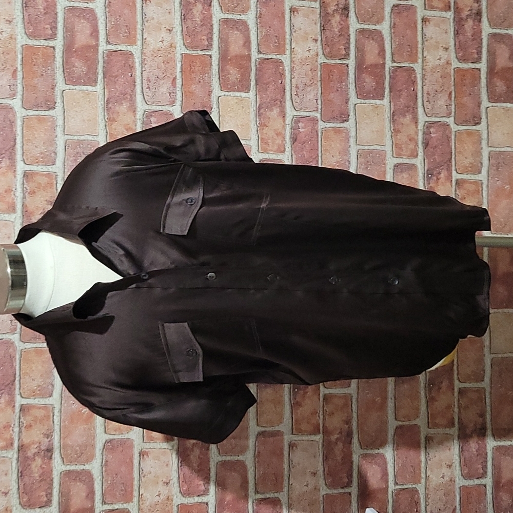 Beautiful Dark Brown Satin Blouse
